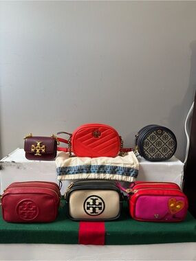 Authentic !❤️Tory Burch Red Quilted Leather Camera Bag 💼👛👝👜
